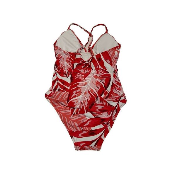 NWT Women’s Size M One Piece Swimsuit Adjustable Crossback Straps Red Leaf - Picture 9 of 11